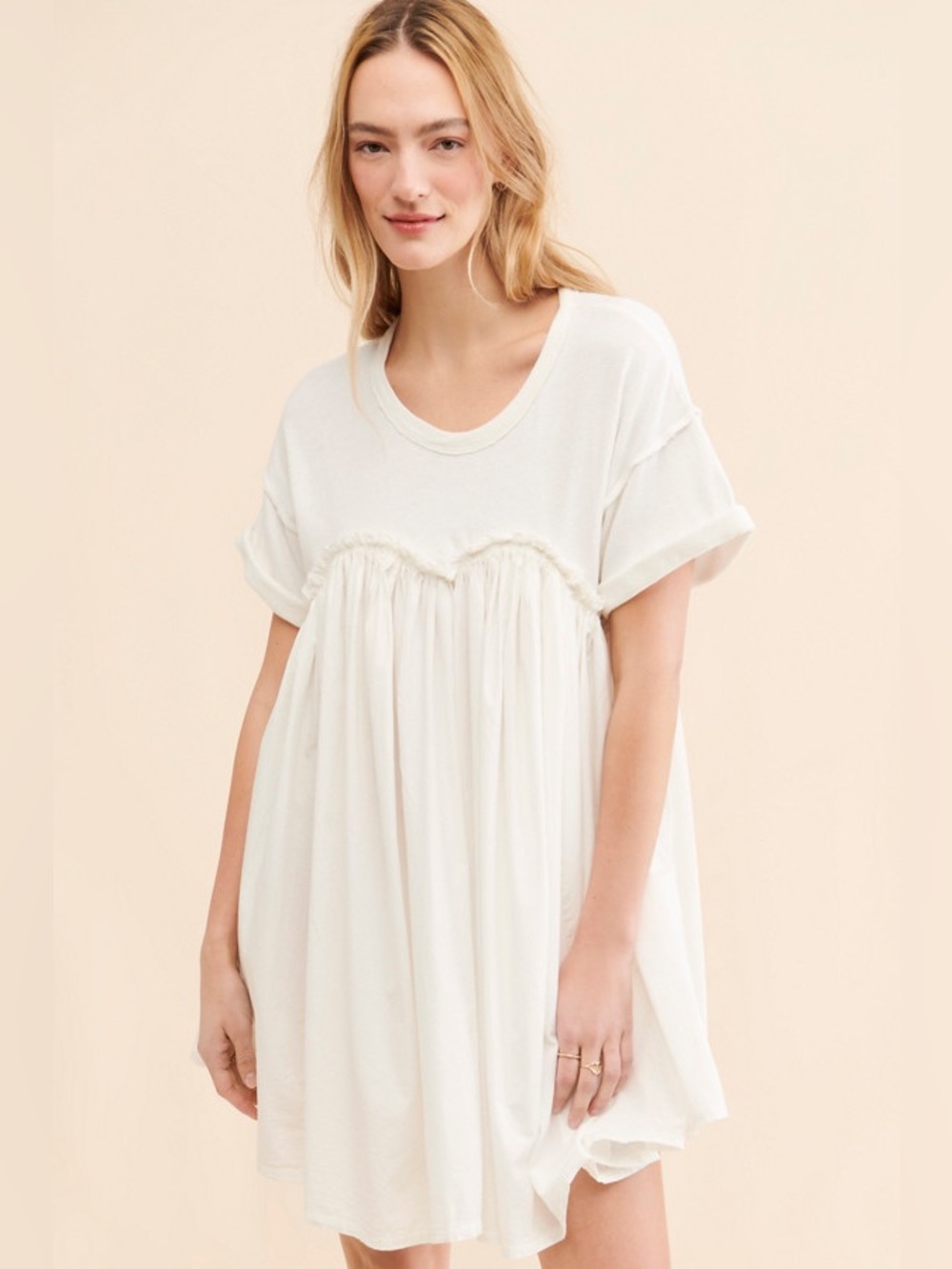Free People Catalina Babydoll Mini Dress - White